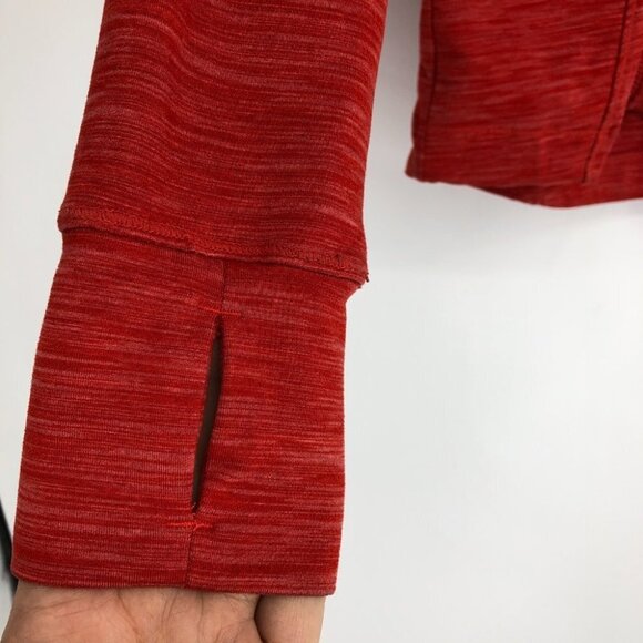 Shambhala Salmon Red Heathered Zip Up Mock Neck Sweater  size XS - Picture 7 of 14